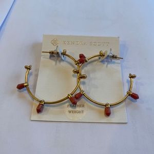 REG $88 KENDRA SCOTT Freida Oxidized 14K GP/Gemstone Hoop Earrings